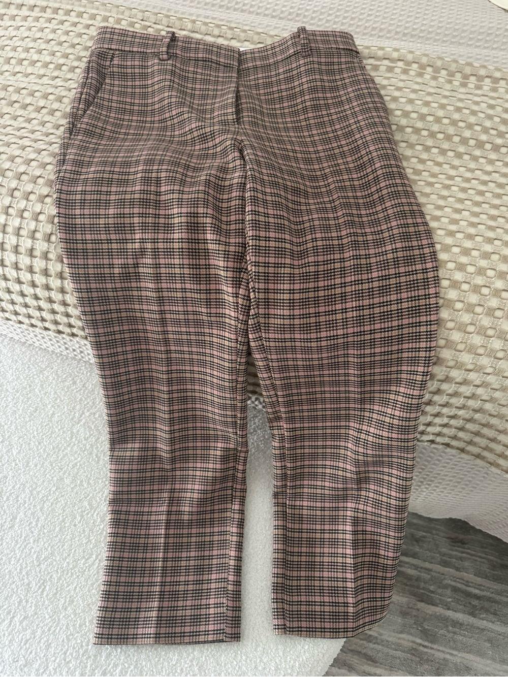 Ann Taylor Eva Ankle Pants 2P Pink Houndstooth Plaid Petite - Picture 3 of 3